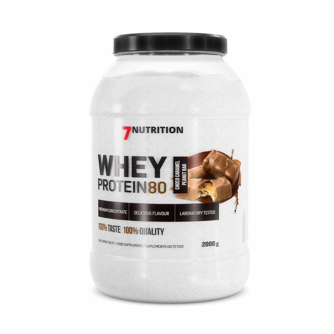 7 NUTRITION WHEY PROTEIN 80 Chocolate 2 kg; za Povećanje Mišićne Mase, za Smanjenje Masnog Tkiva i Mršavljenje, Antikatabolik, Anabolik