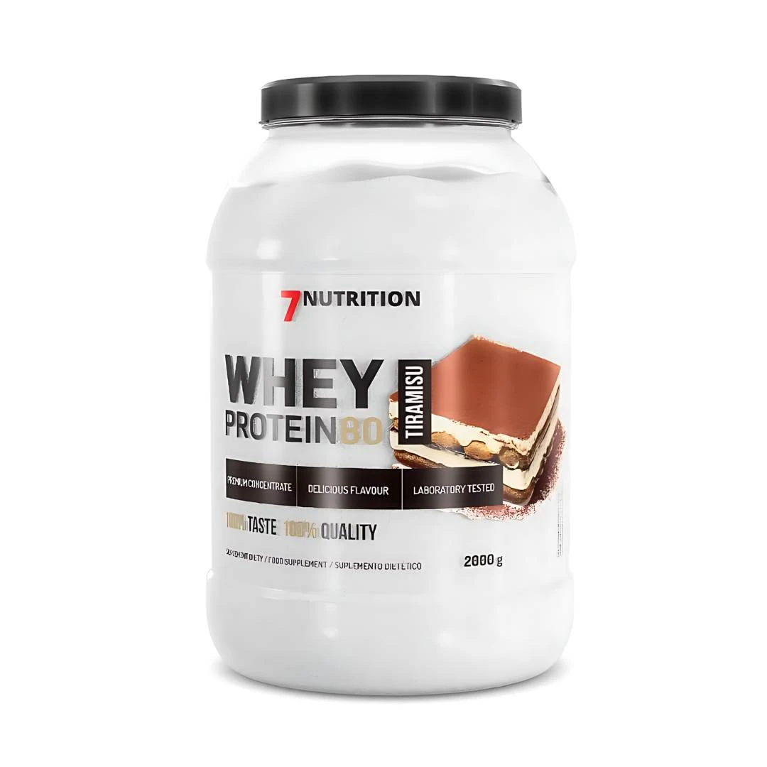 7 NUTRITION WHEY PROTEIN 80 Tiramisu 2 kg; za Povećanje Mišićne Mase, za Smanjenje Masnog Tkiva i Mršavljenje, Antikatabolik, Anabolik