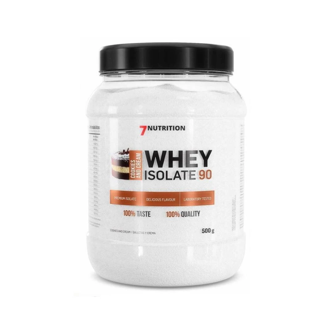 7 NUTRITION WHEY PROTEIN ISOLATE 90 Cookies 500 g; za Povećanje Mišićne Mase, za Smanjenje Masnog Tkiva i Mršavljenje, Antikatabolik, Anabolik