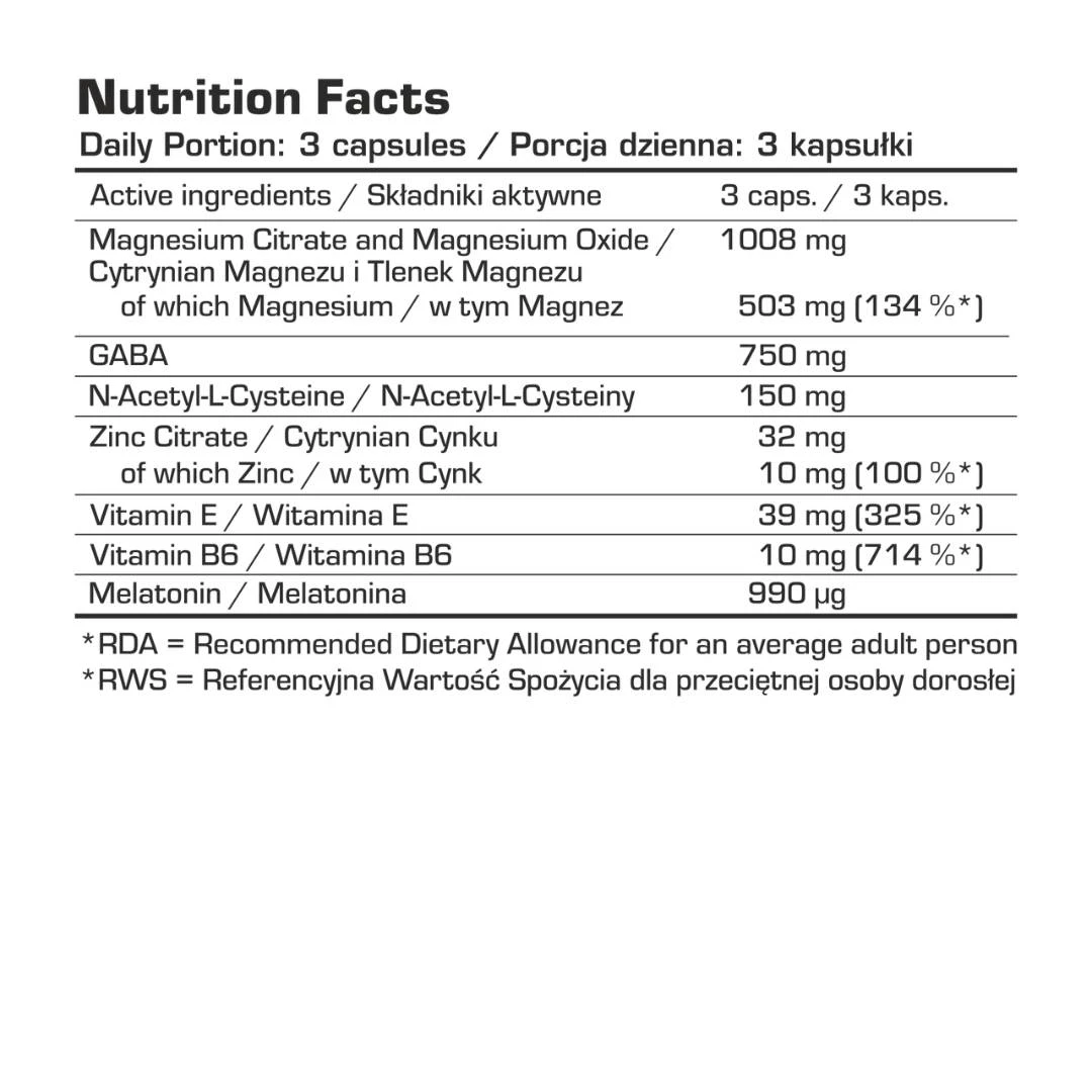 7 NUTRITION ZMB+GMC ZMA+GABA+Melatonin 90 Vege Kapsula; Kompleks Vitamina i Minerala za Relaksaciju i Pripremu za San