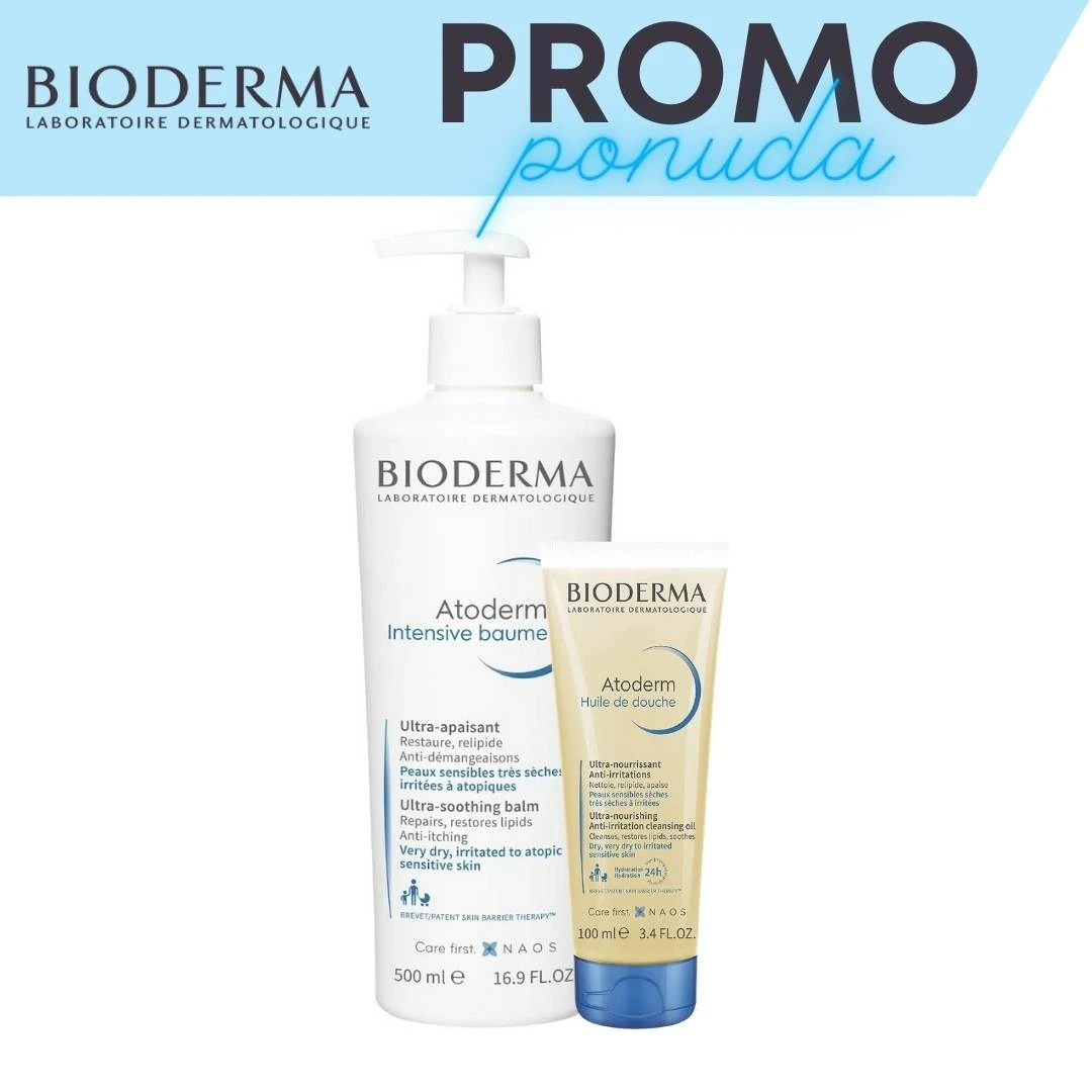 BIODERMA Atoderm PROMO Intenzivni Balzam 500 mL i Atoderm Ulje za Tuširanje 100 mL