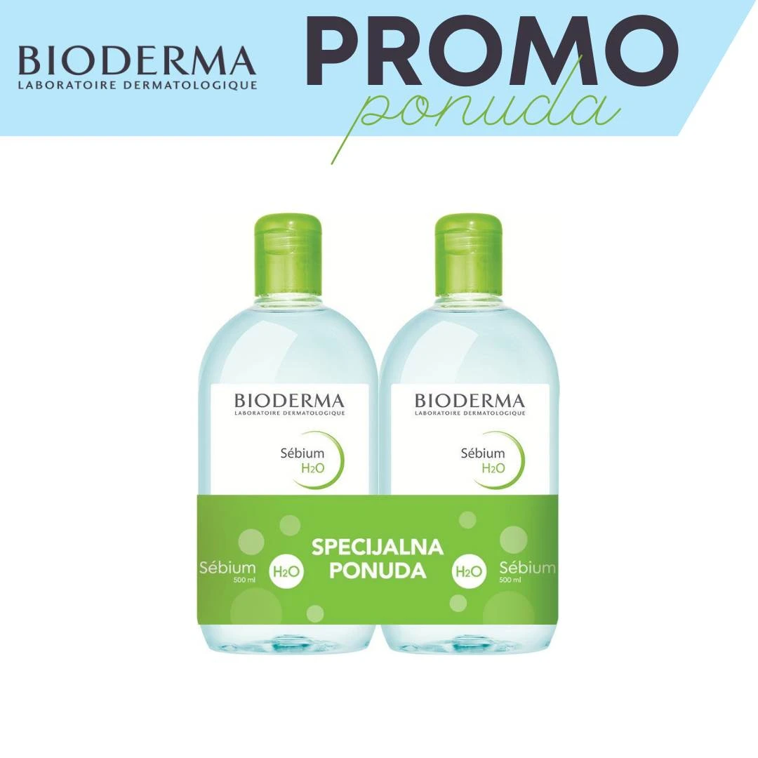 BIODERMA Sébium PROMO H2O Micelarna Voda 500 mL + 500 mL