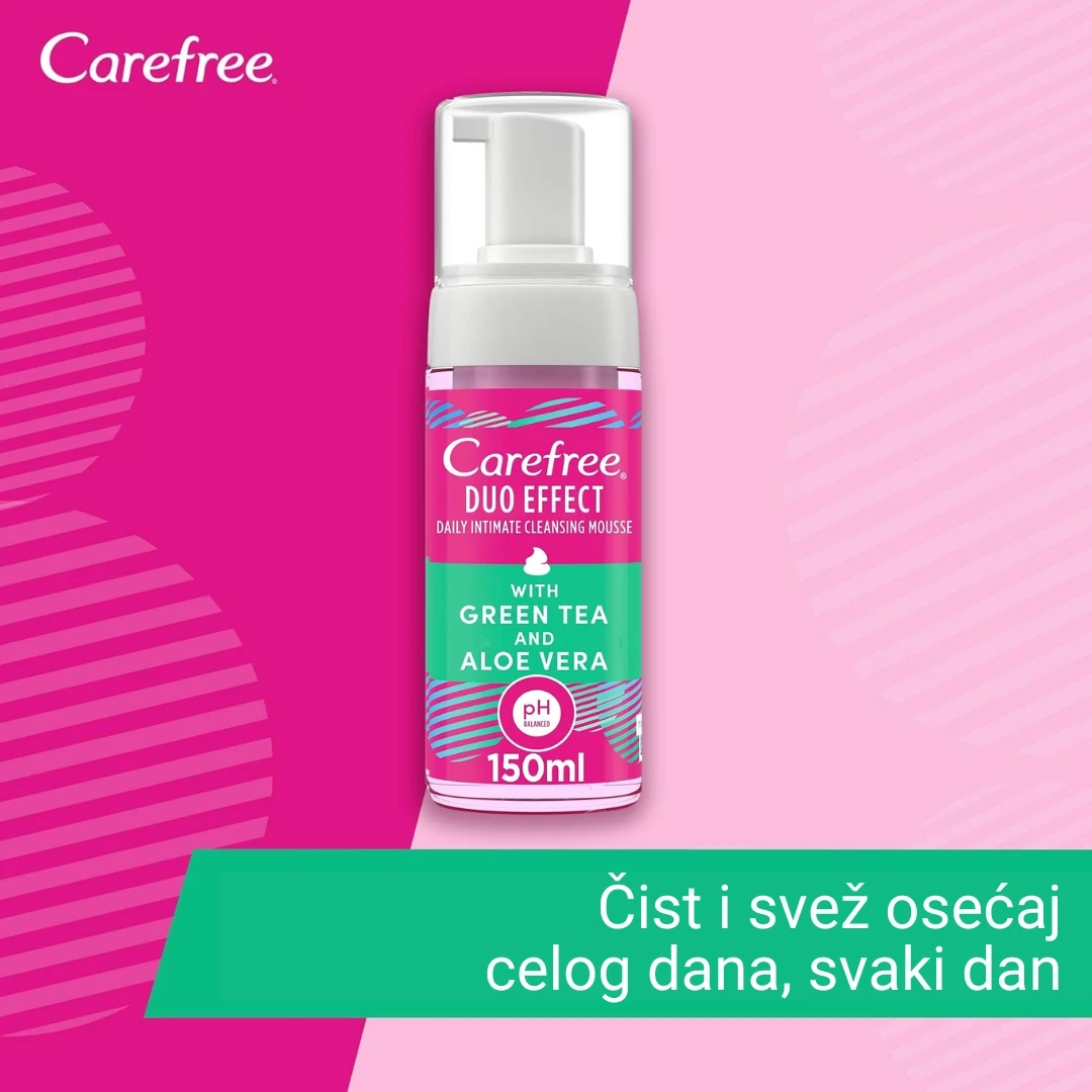 Carefree® DUO EFFECT Pena Intimna Kupka sa Zelenim Čajem i Aloe Verom 150 mL