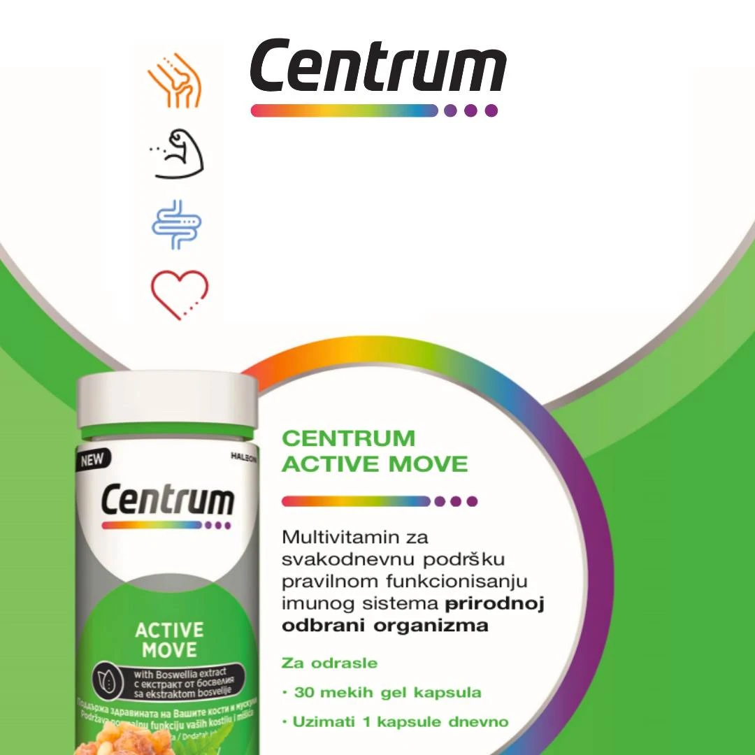 Centrum® ACTIVE MOVE 30 Mekih Gel Kapsula sa Bosvelijom za Sportiste i Aktivne Osobe