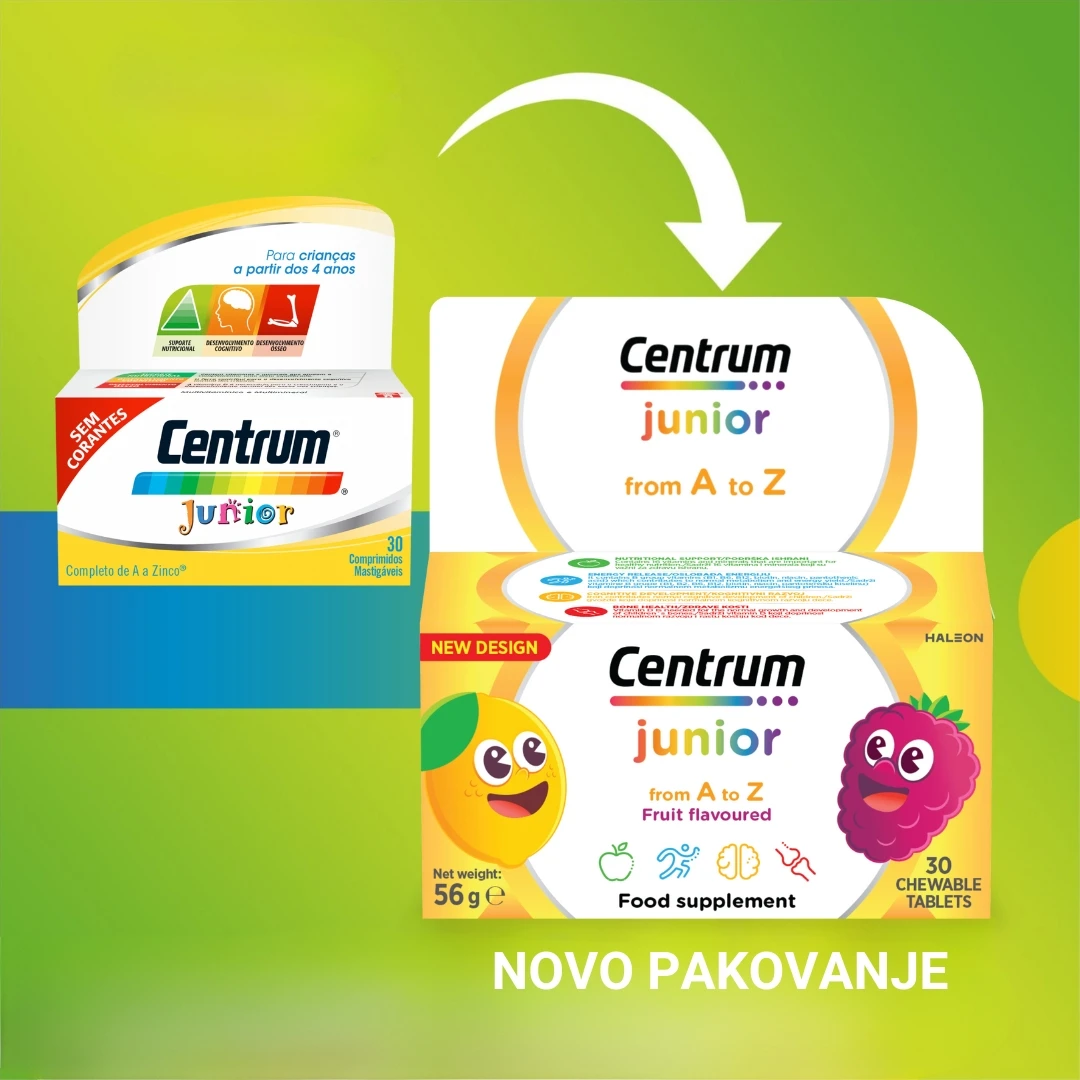 Centrum® JUNIOR za Decu Tablete sa Multivitaminima za Žvakanje 30