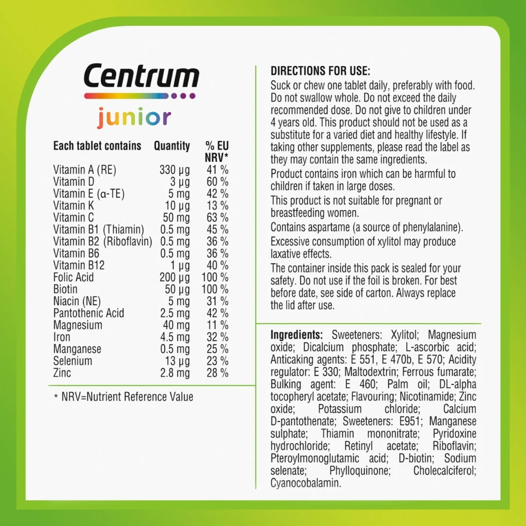 Centrum® JUNIOR za Decu Tablete sa Multivitaminima za Žvakanje 30