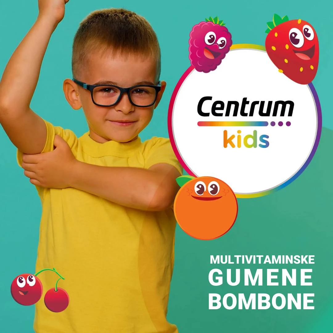 Centrum® KIDS VitaGummies Berry 3+ 60 Tableta za Žvakanje Gumene Bombone sa Multivitaminima i Mineralima sa Ukusom Maline i Jagode