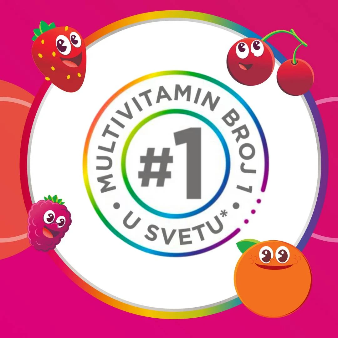 Centrum® KIDS VitaGummies Multifruit 3+ 60 Tableta za Žvakanje Gumene Bombone sa Multivitaminima i Mineralima i Ukusom Mešanog Voća