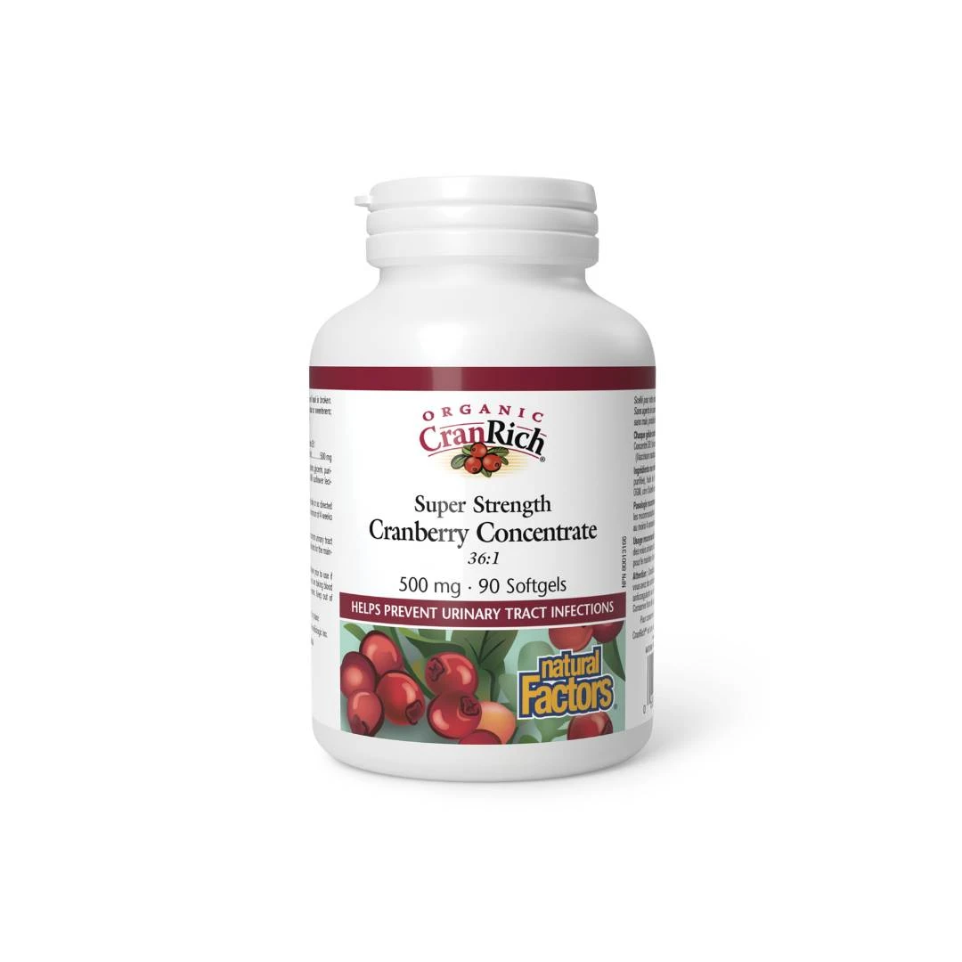 Natural Factors Organic CranRich Super Strength Cranberry 500 mg Organska Brusnica Koncentrat 90 Softgel Kapsula