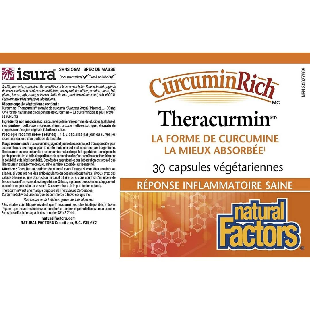 Natural Factors CurcuminRich™ Double Strength Theracurmin®, Mikronizovani Kurkumin Dvostruke Snage i Visoke Bioraspoloživosti 30 Kapsula