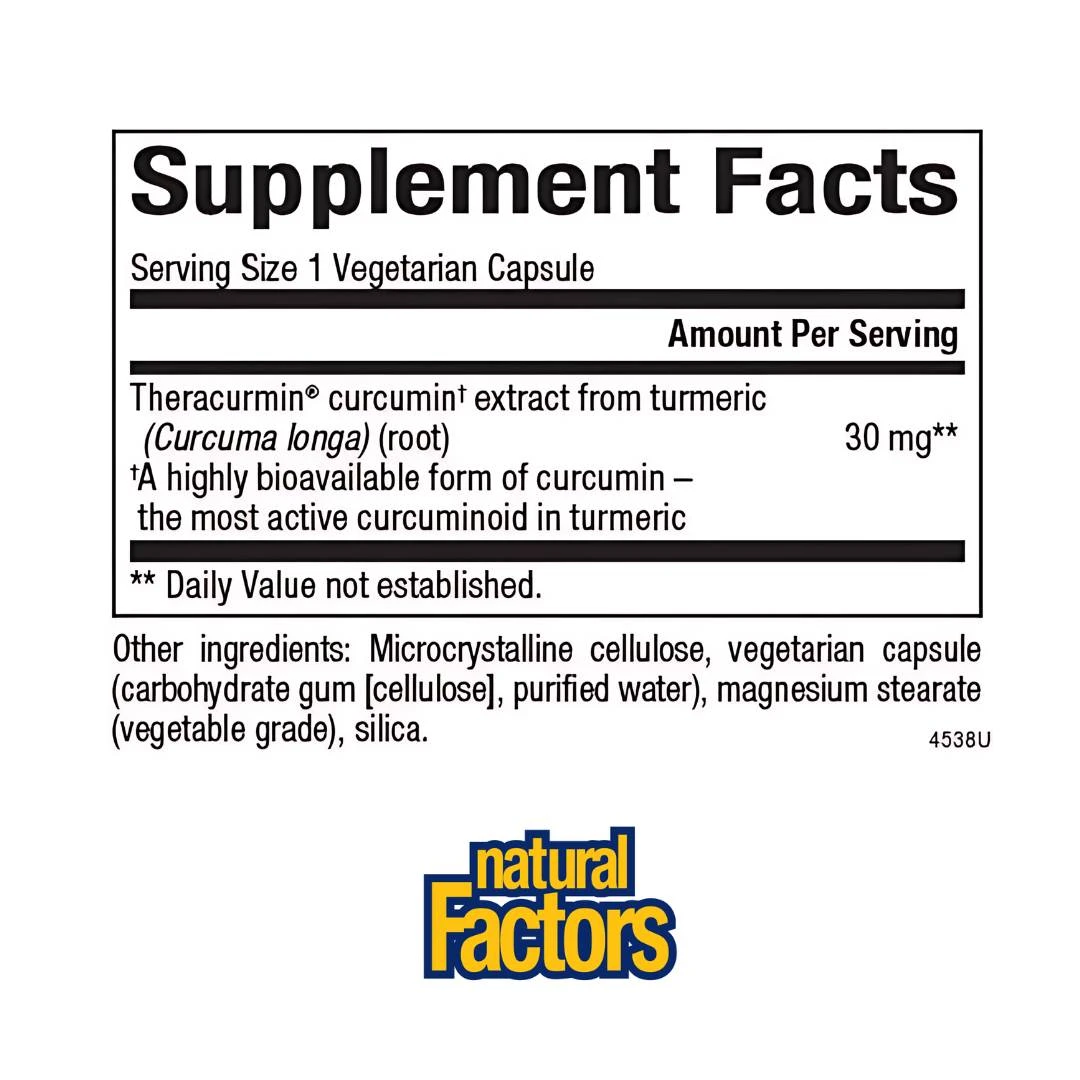 Natural Factors CurcuminRich™ Double Strength Theracurmin®, Mikronizovani Kurkumin Dvostruke Snage i Visoke Bioraspoloživosti 30 Kapsula