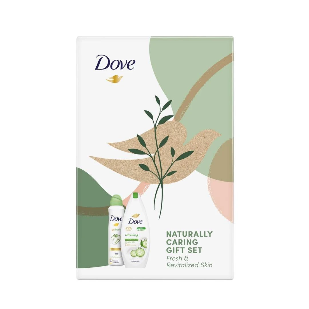 Dove Promo Set NATURALLY CARING Kupka Refreshing 250 mL i Go Fresh Cucumber&Green Tea Antiperspirant 150 mL