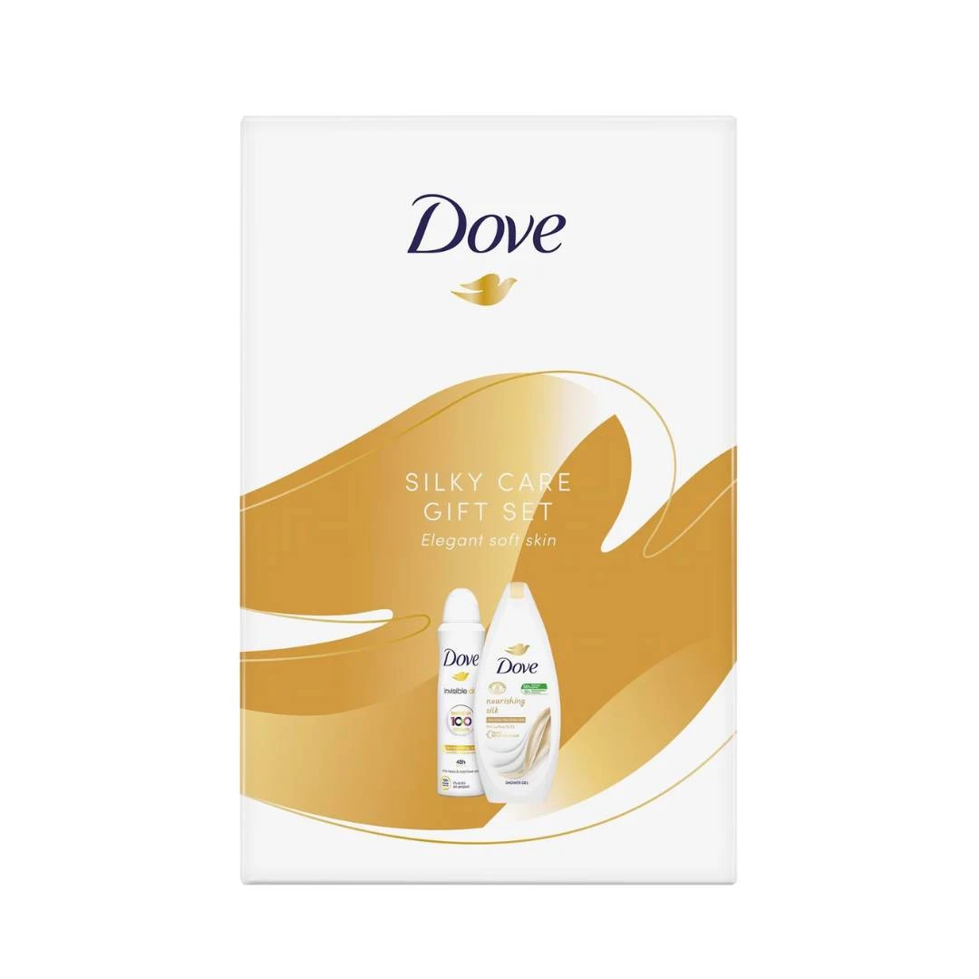 Dove Promo Set SILKY CARE Kupka Nourishing Silk 250 mL i Invisible Dry Antiperspirant 150 mL