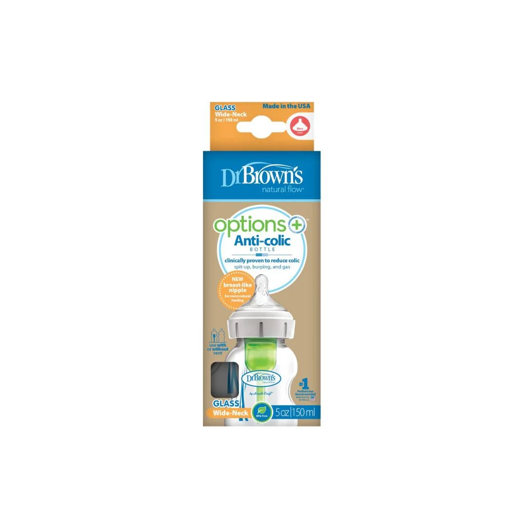 Dr Brown's Flašica Staklena Options+ Anti-Colic Wide-Neck 150 mL