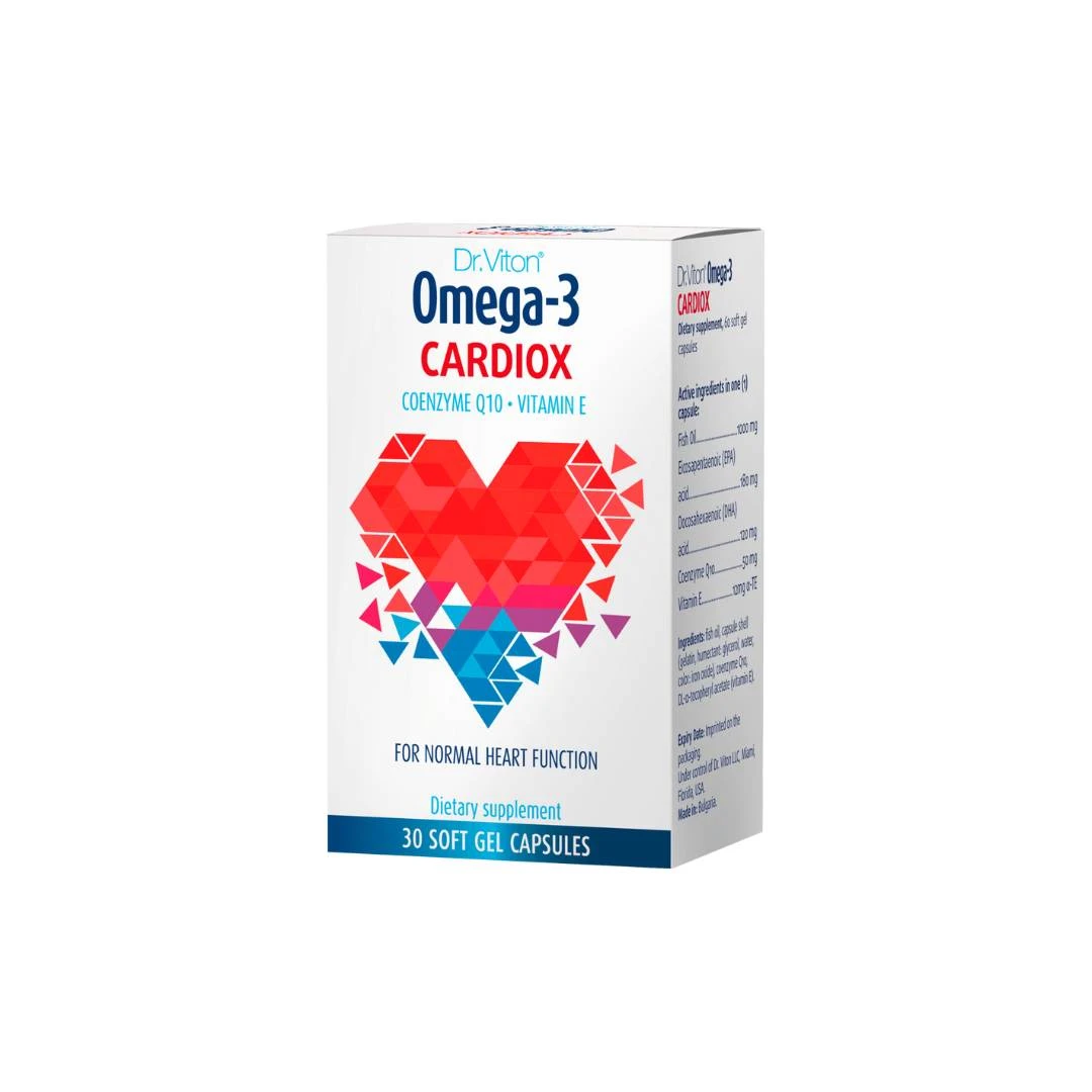 Dr. Viton Omega-3 CARDIOX sa Ribljim Uljem, Koenzimom Q10 i Vitaminom E 30 Mekih Kapsula