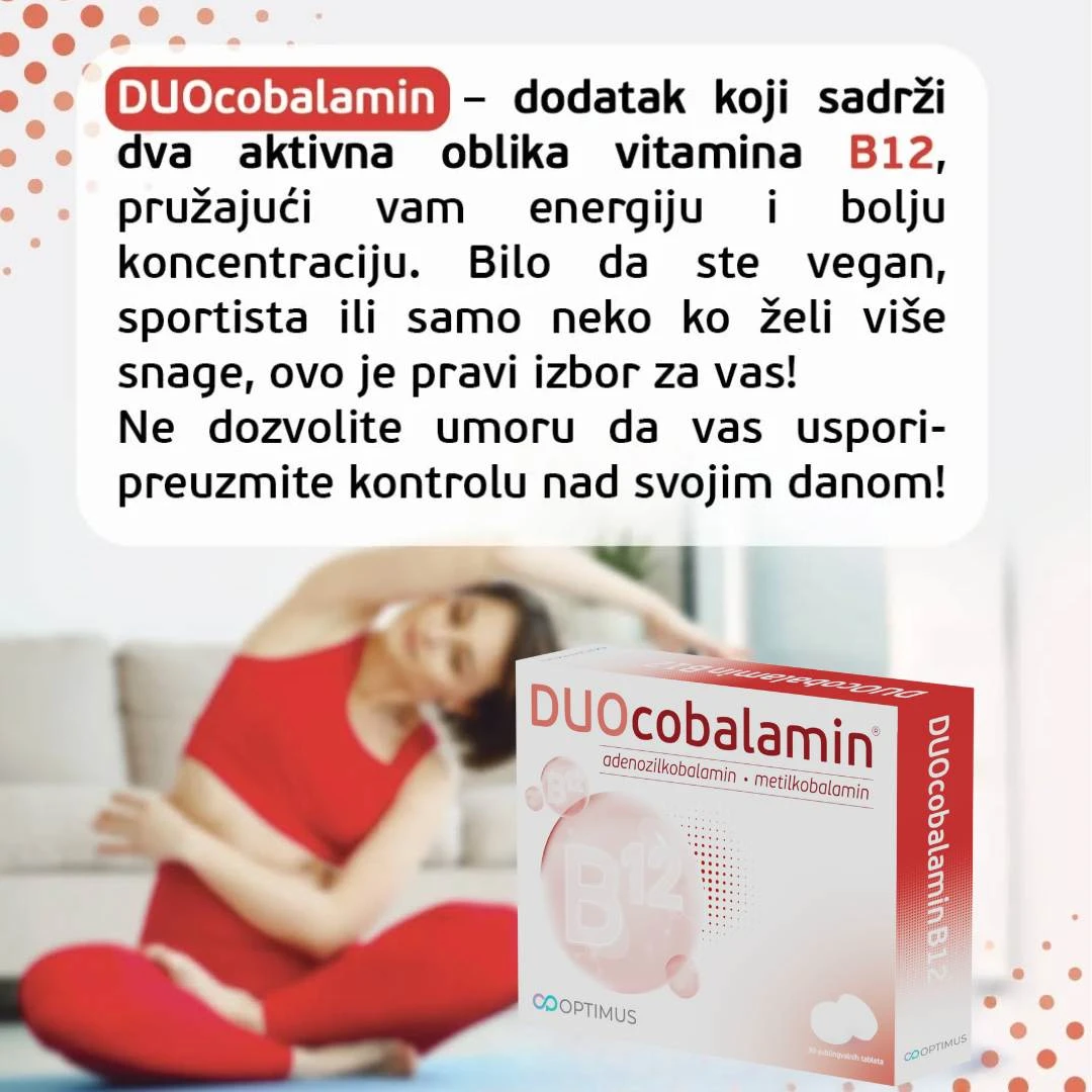 DUOcobalamin B12 30 Sublingvalnih Tableta; Adenozilkobalamin; Metilkobalamin