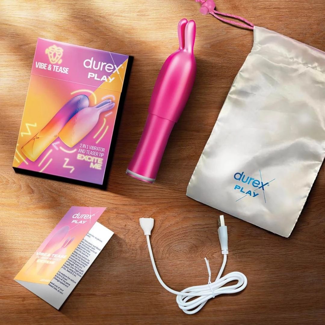 Durex® Play Vibe and Tease 2u1 Vibrator i Nastavak za Stimulaciju