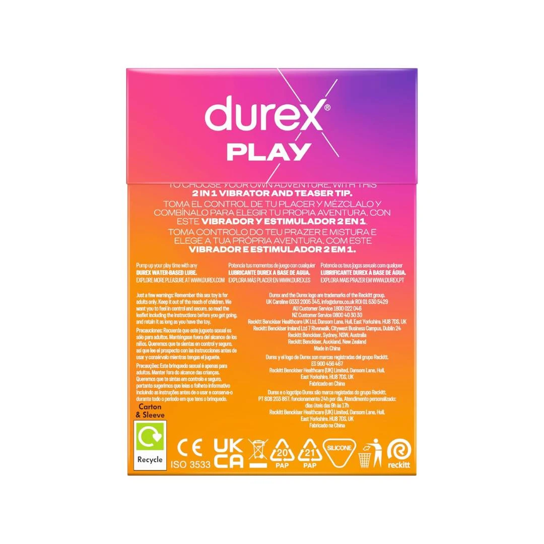 Durex® Play Vibe and Tease 2u1 Vibrator i Nastavak za Stimulaciju