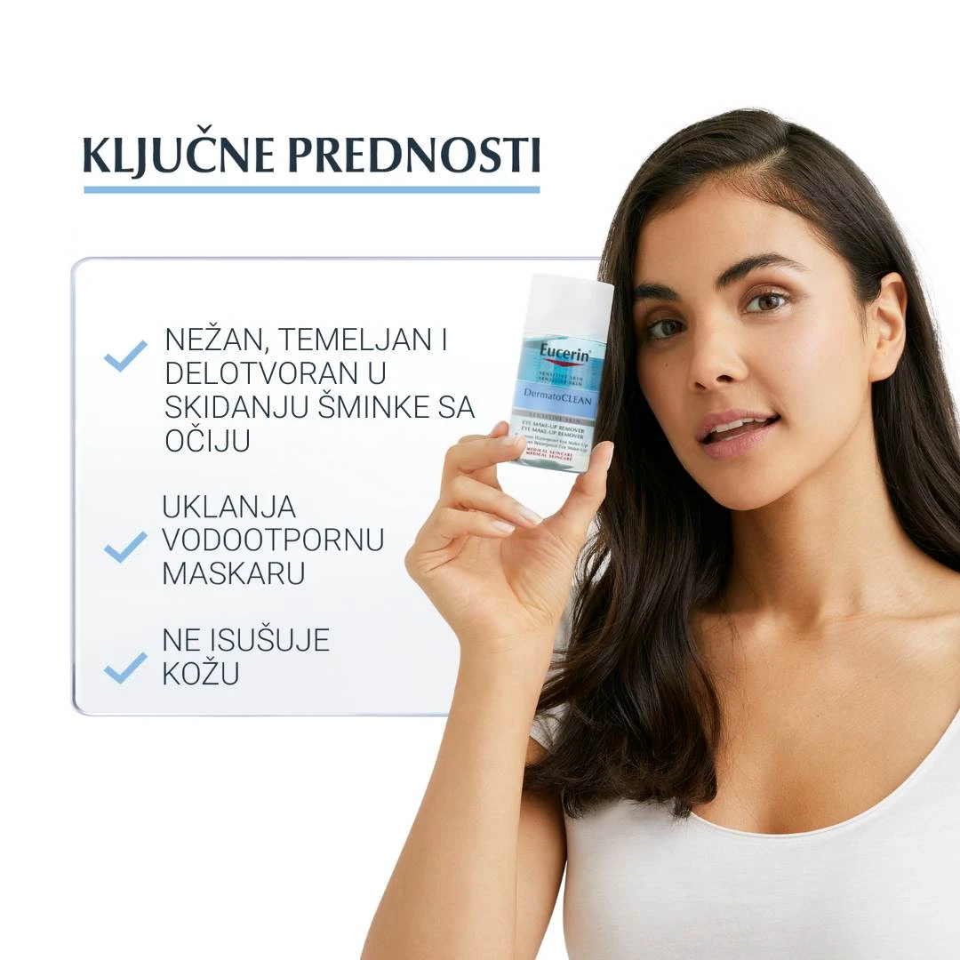 Eucerin® DermatoCLEAN Micelarno Dvofazno Sredstvo za Skidanje Vodootporne Šminke oko Očiju 125 mL