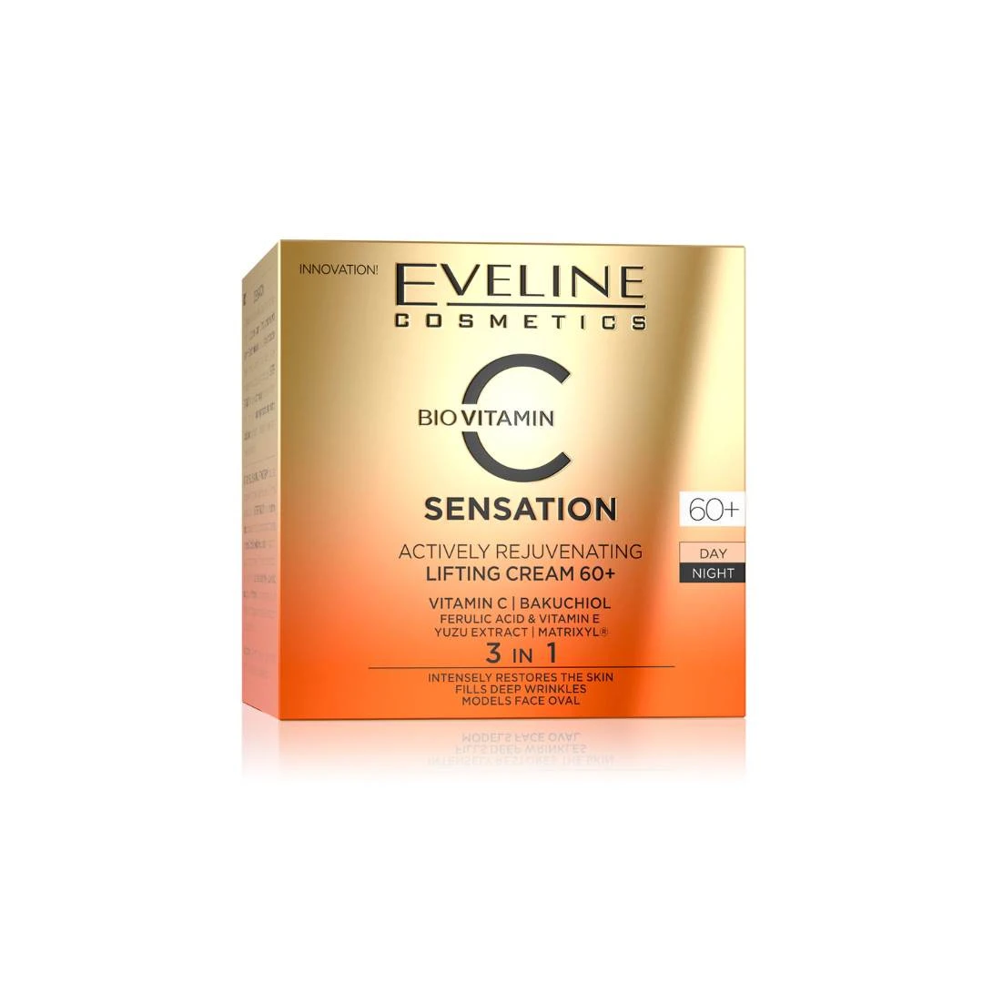 EVELINE Lifting Dnevna i Noćna Krema za Lice 3u1 sa Vitaminom C i E, Ferulinskom Kiselinom i Bakučiolom 60+ 50 mL