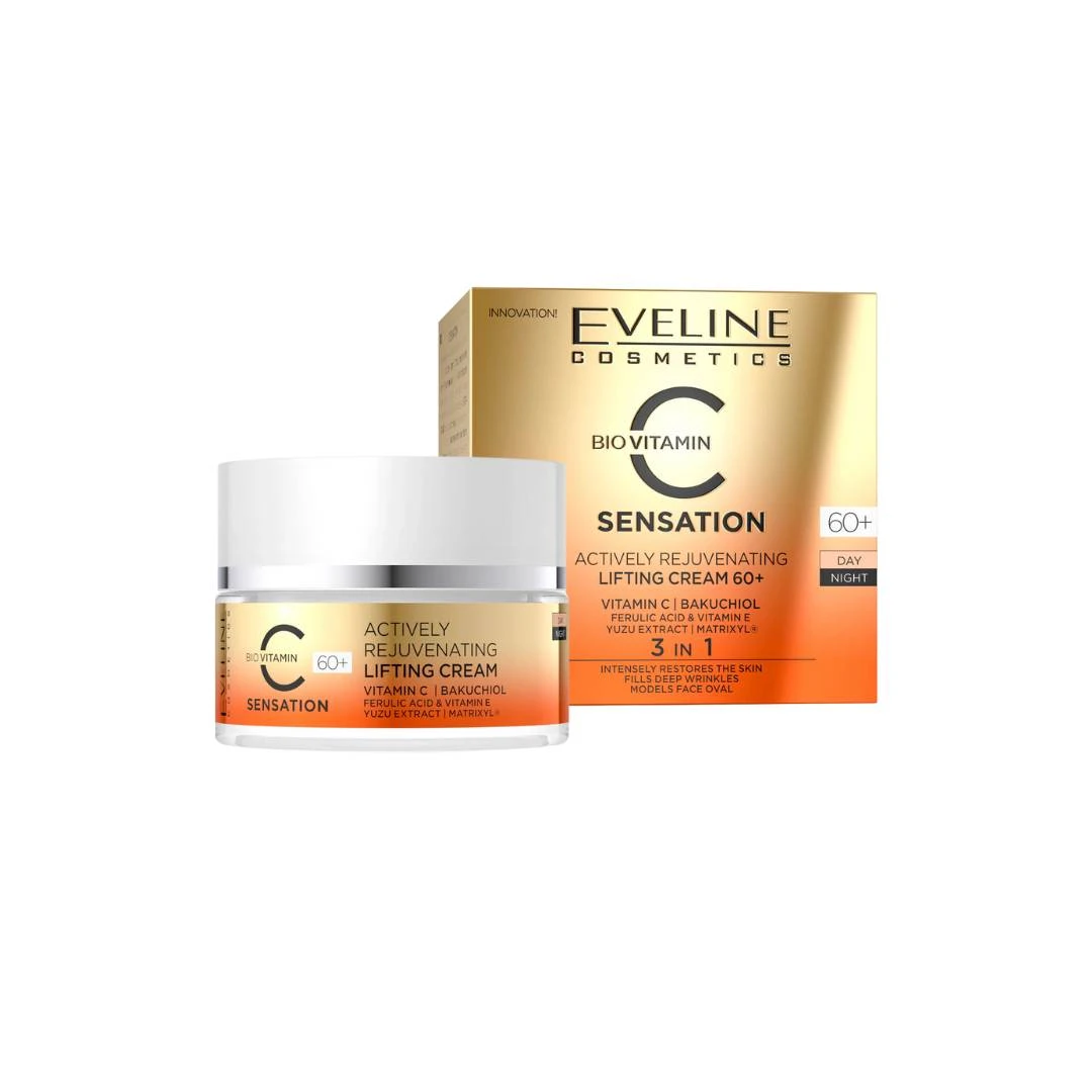 EVELINE Lifting Dnevna i Noćna Krema za Lice 3u1 sa Vitaminom C i E, Ferulinskom Kiselinom i Bakučiolom 60+ 50 mL