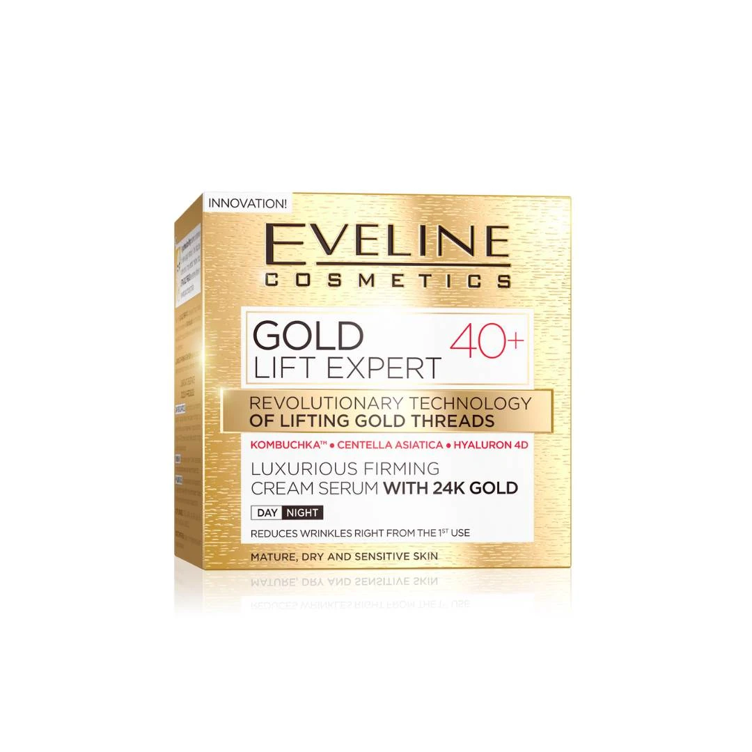 EVELINE Učvršćujuća Dnevna i Noćna Krema za Lice sa Česticama Čistog 24K Zlata GOLD LIFT EXPERT 40+ 50 mL