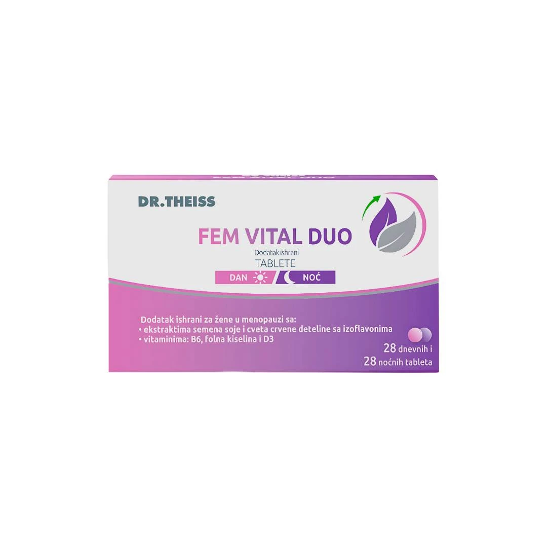 DR. THEISS Fem Vital Duo 56 Film Tableta za Ublažavanje Tegoba u Menopauzi, 28 Film Tableta za Dan i 28 Film Tableta za Noć