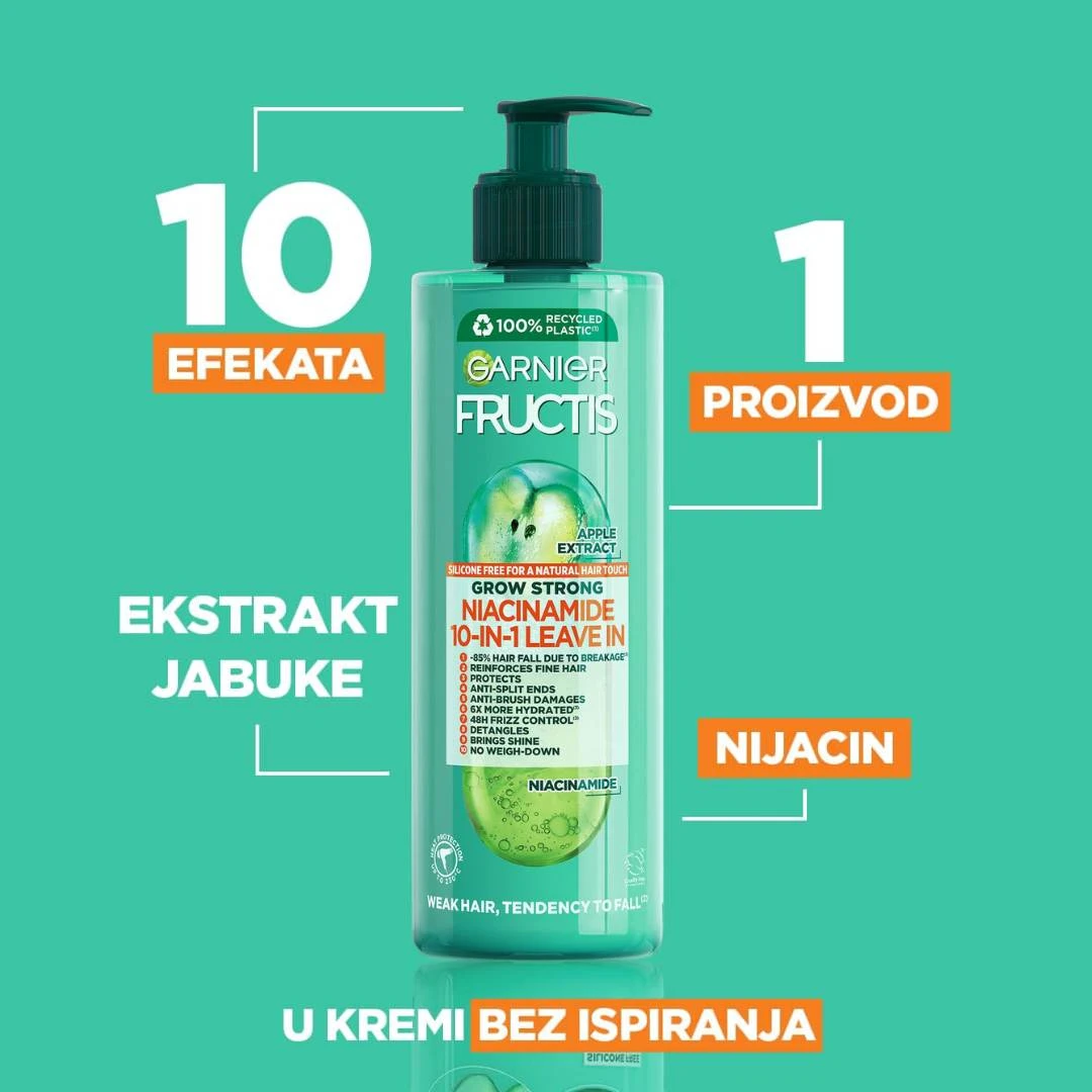 GARNIER Fructis Grow Strong 10u1 Krema za Kosu Bez Ispiranja 400 mL