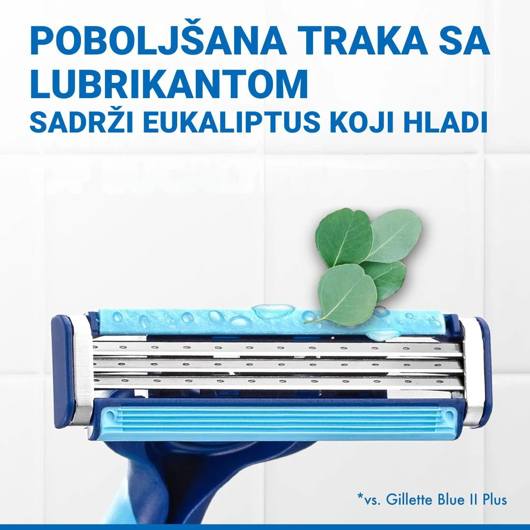 Gillette® Brijač BLUE3 PLUS Cool 3 Brijača sa Hladećim Efektom Eukaliptusa