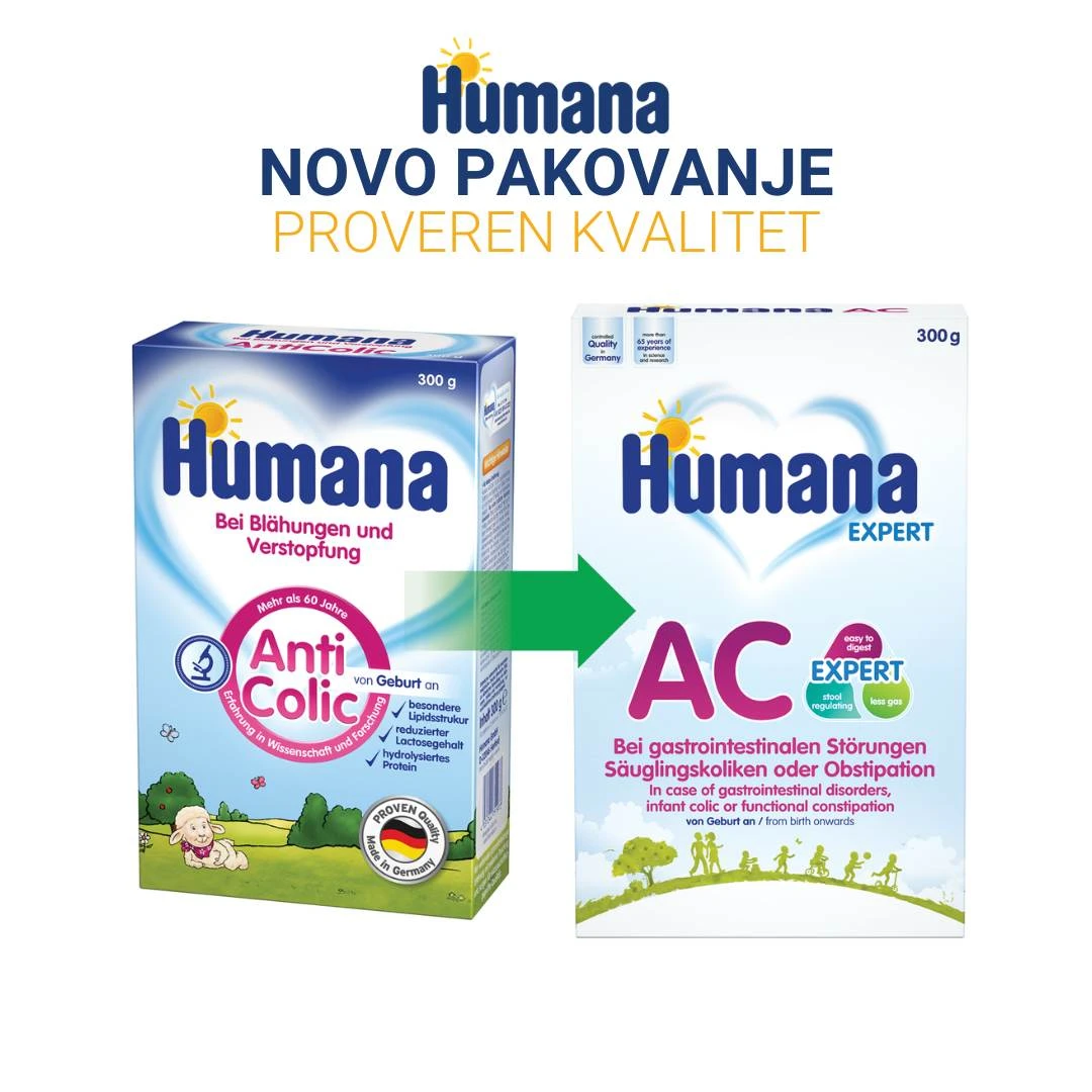 Humana AC EXPERT Mleko AntiColic 300 g Adaptirano Mleko Protiv Grčeva u Stomaku