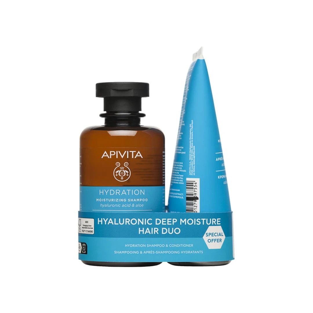 APIVITA PROMO HYDRATION Hyaluronic Deep Moisture Šampon 250 mL i Regenerator 150 mL za Hidrataciju Kose