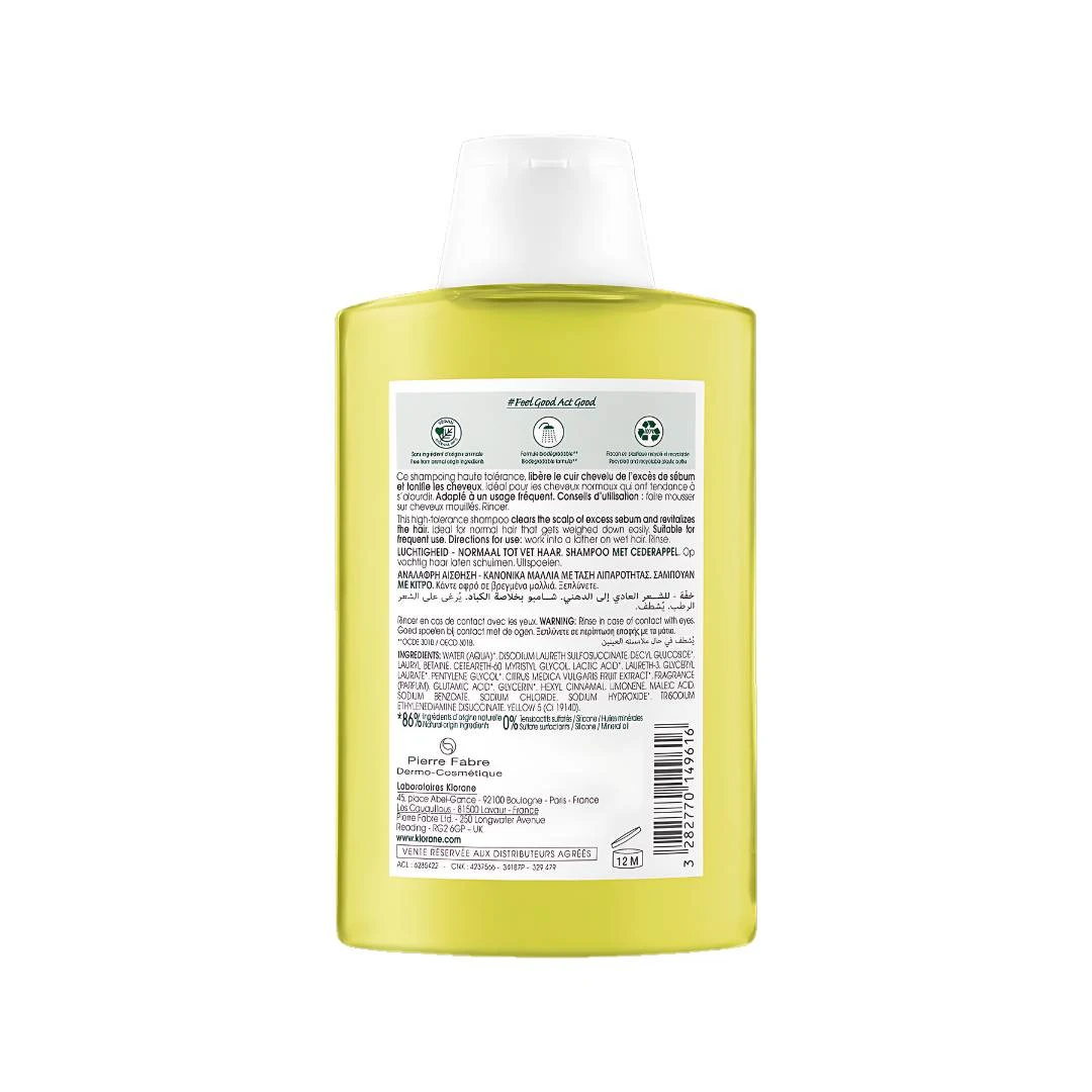 KLORANE Citrus Šampon 200 mL; Normalna do Masna Kosa