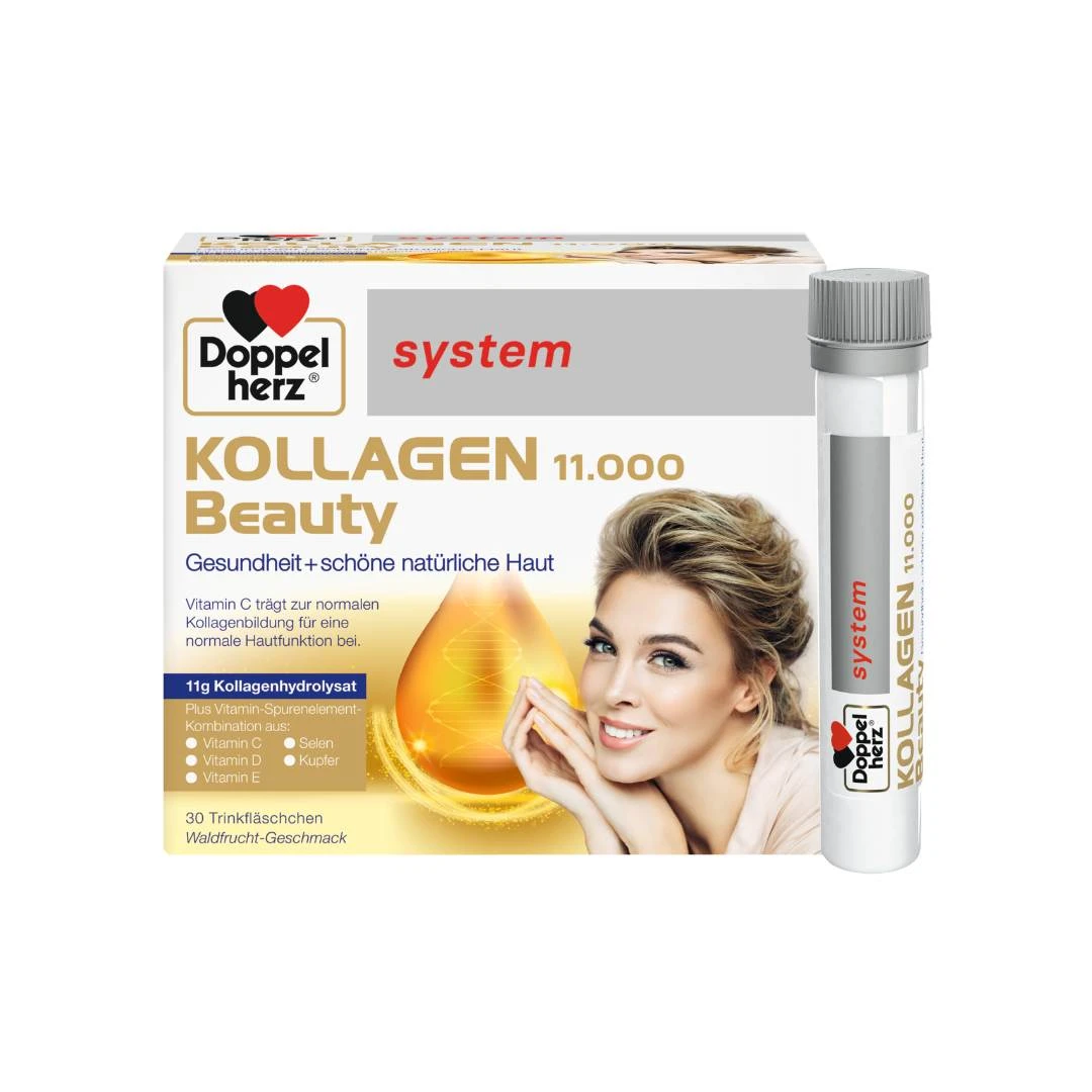 Doppelherz® System Kollagen 11.000 Beauty + Vitamini C, D i E i Selen i Bakar 30 Ampula