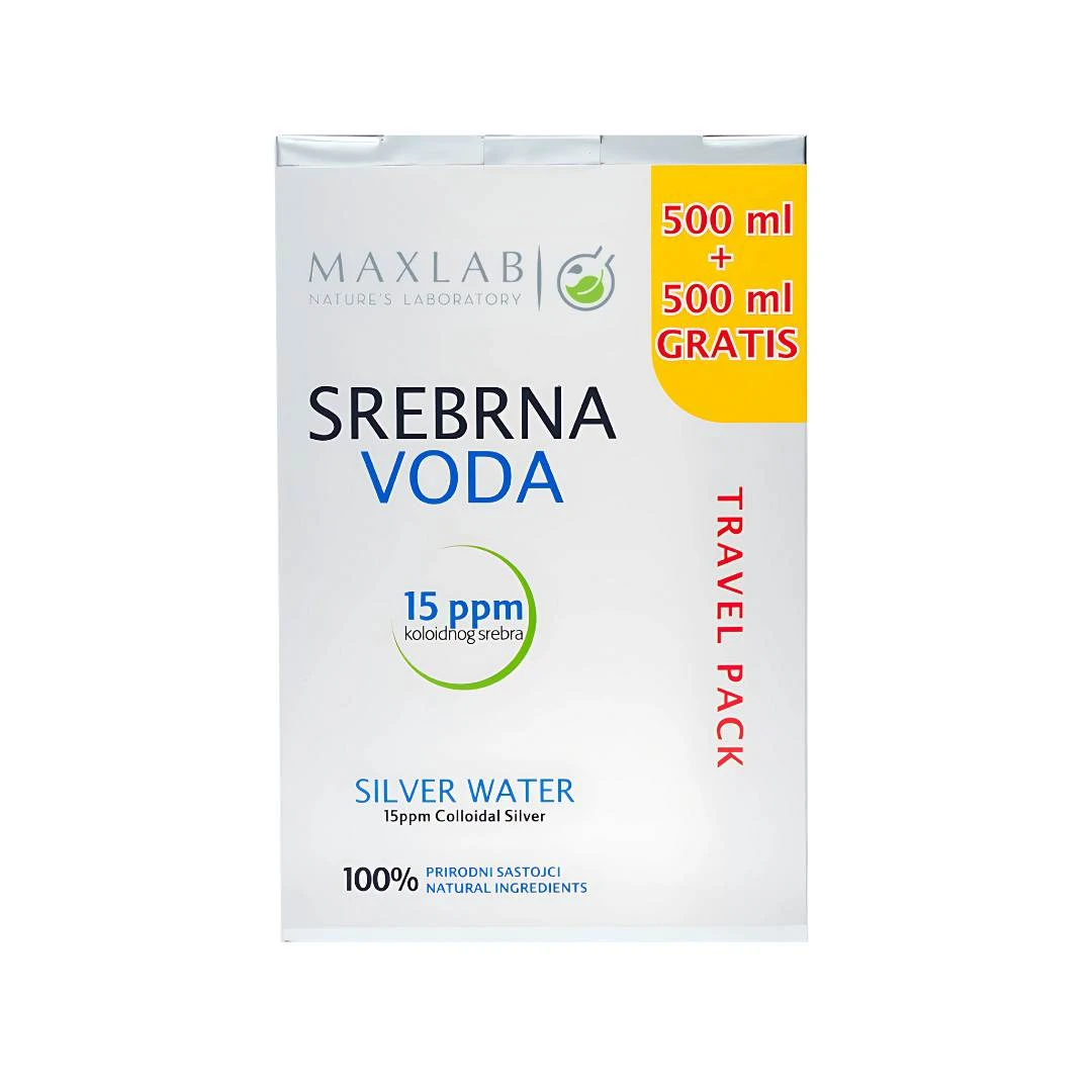 MAXLAB Koloidna Srebrna Voda 15ppm Travel Pack 500 mL + 500 mL