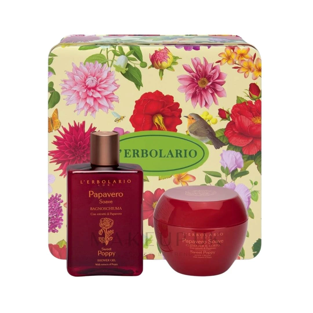 LERBOLARIO Papavero Soave Sweet Poppy Set u Kutiji Krema za Telo 200 mL i Gel za Tuširanje 250 mL