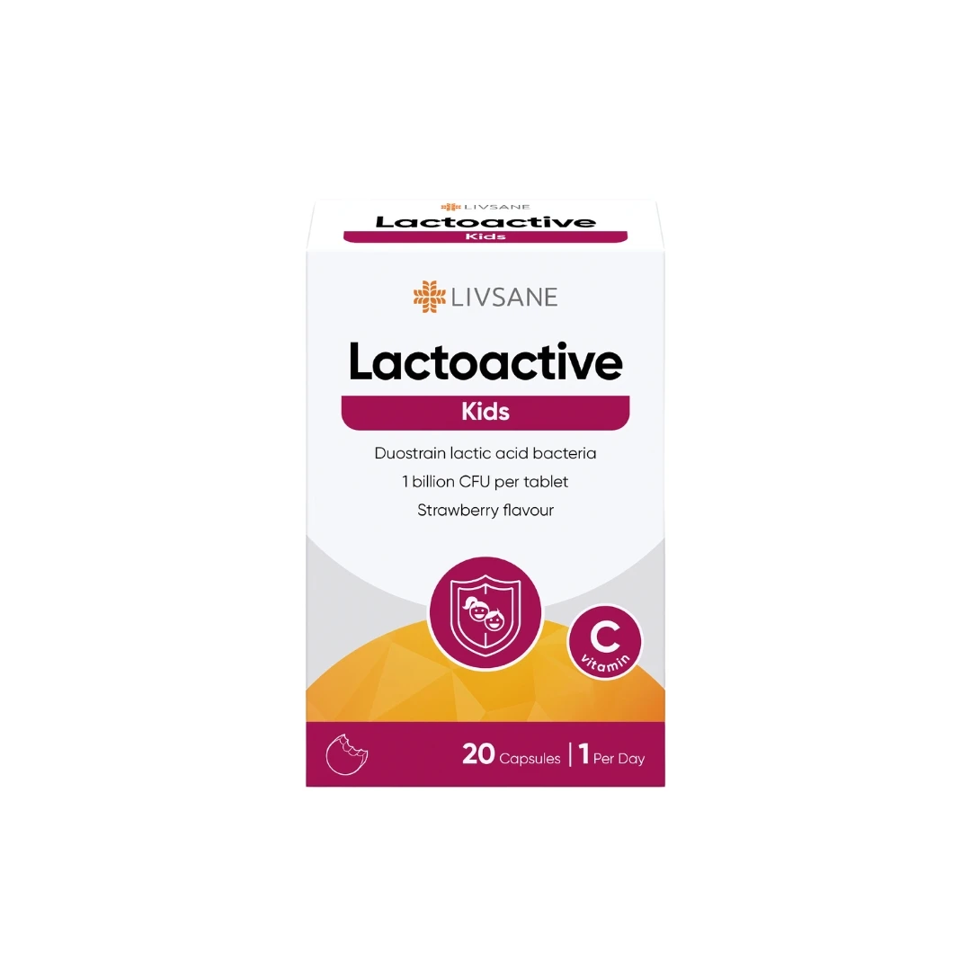 LIVSANE Probiotik Lactoactive Kids sa Vitaminom C 20 Tableta za Žvakanje sa Ukusom Jagode