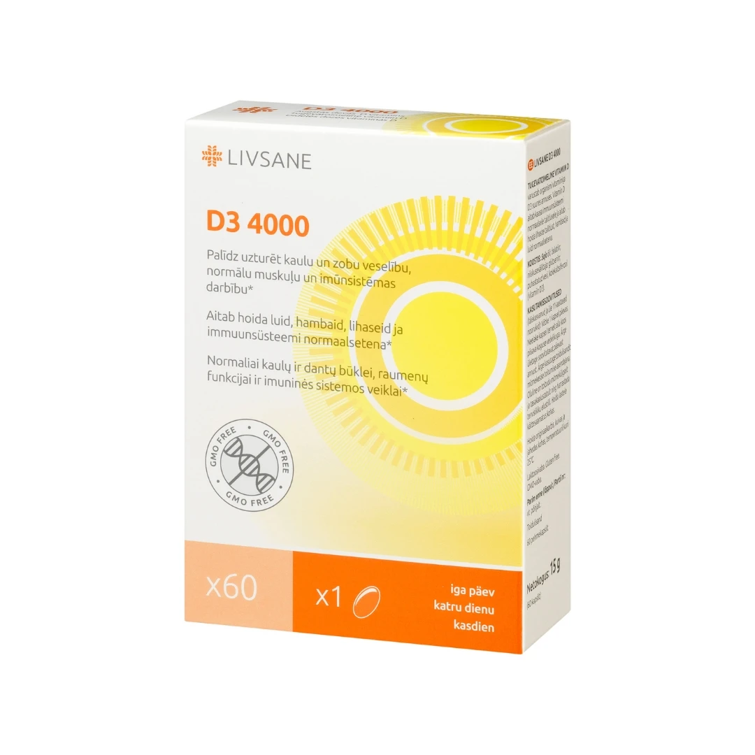 LIVSANE Vitamin D3 Visoka Doza 4000 IU 60 Kapsula sa Holekalciferolom