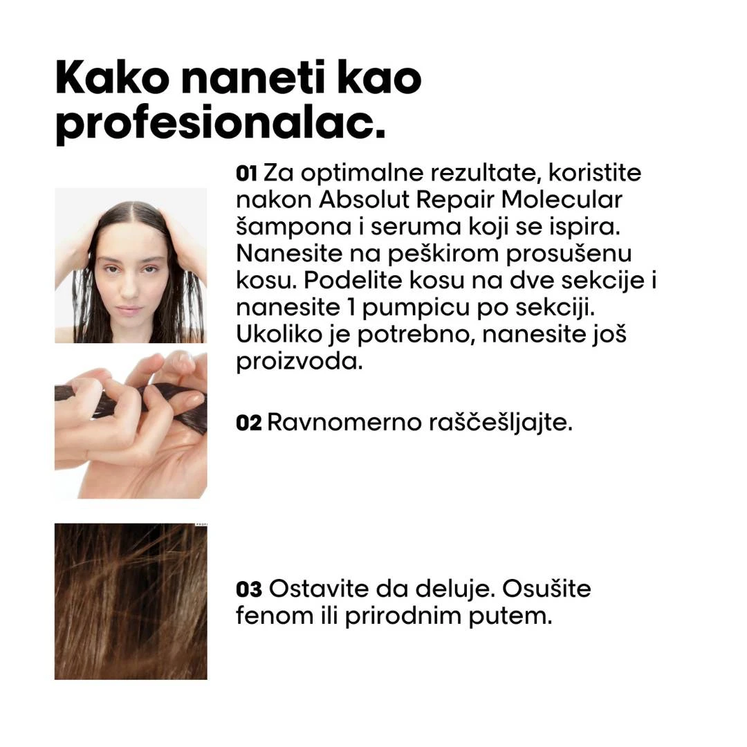 LOREAL Professionnel Absolut Repair MOLECULAR MASKA za Regeneraciju Oštećene Kose bez Ispiranja 50 mL