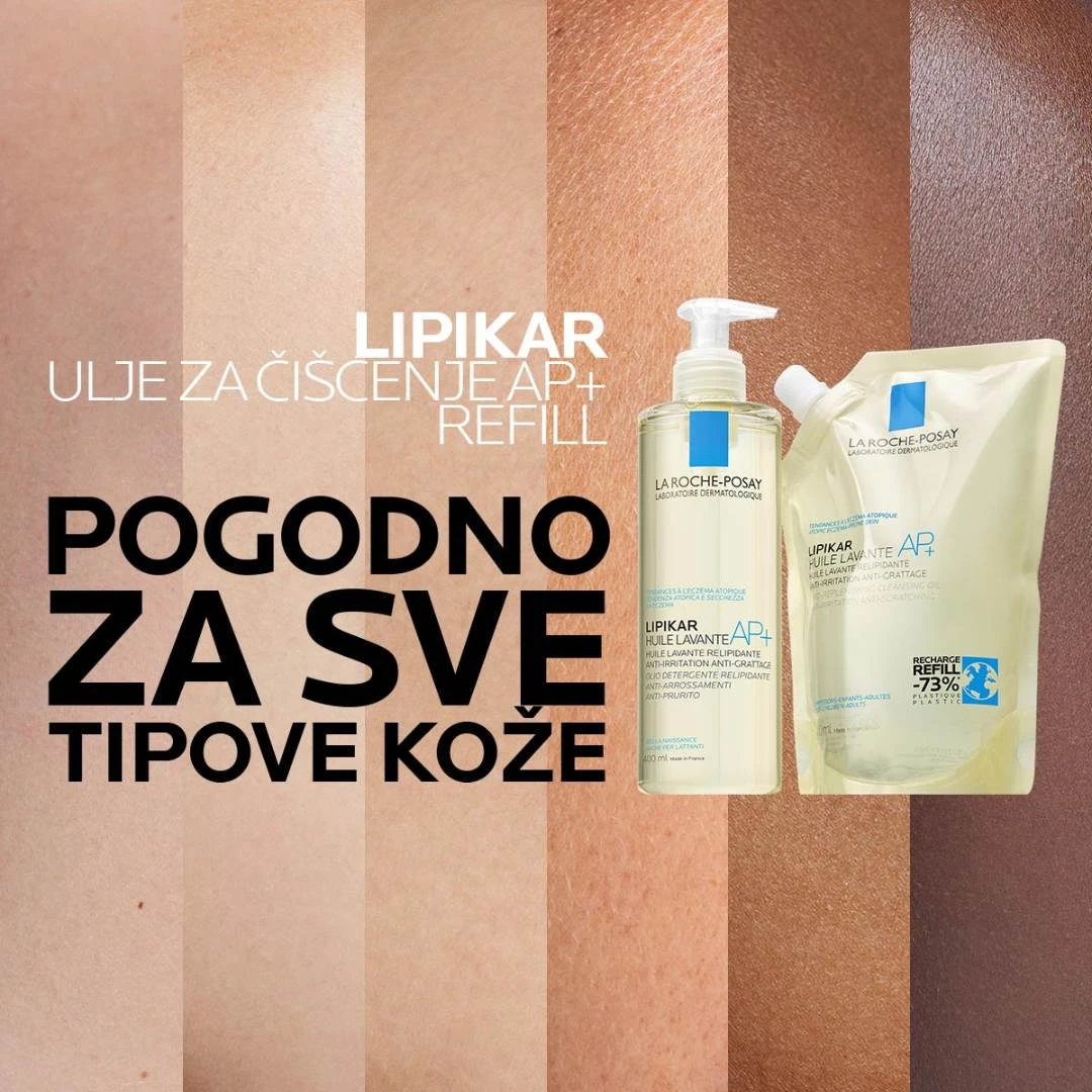 La Roche-Posay LIPIKAR Huile Lavante AP+ Ulje za Kupanje 400 mL i Dopuna Ulja u Kesi 400 mL; Protiv Nadraživanja i Osećaja Zatezanja i Svraba