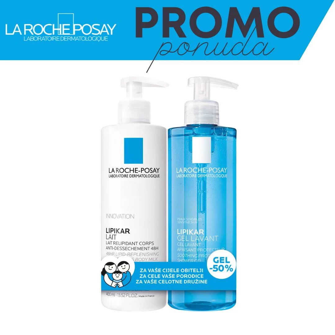 La Roche-Posay Lait Losion za Telo 400 mL i Gel za Tuširanje 400 mL; za Suvu i Osetljivu Kožu