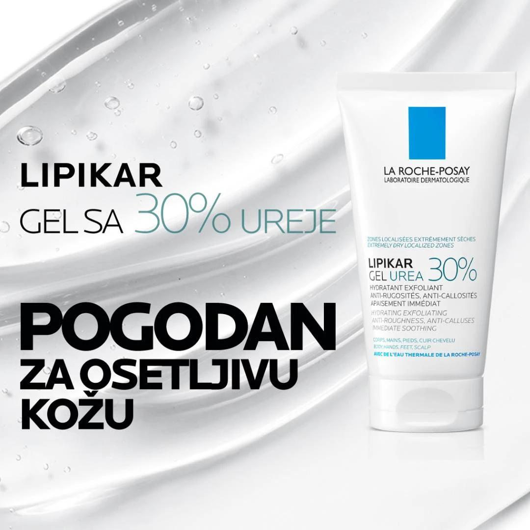 LRP LIPIKAR Gel Urea 30% 50 mL za Suvu i Grubu Kožu; Urea; Niacinamid