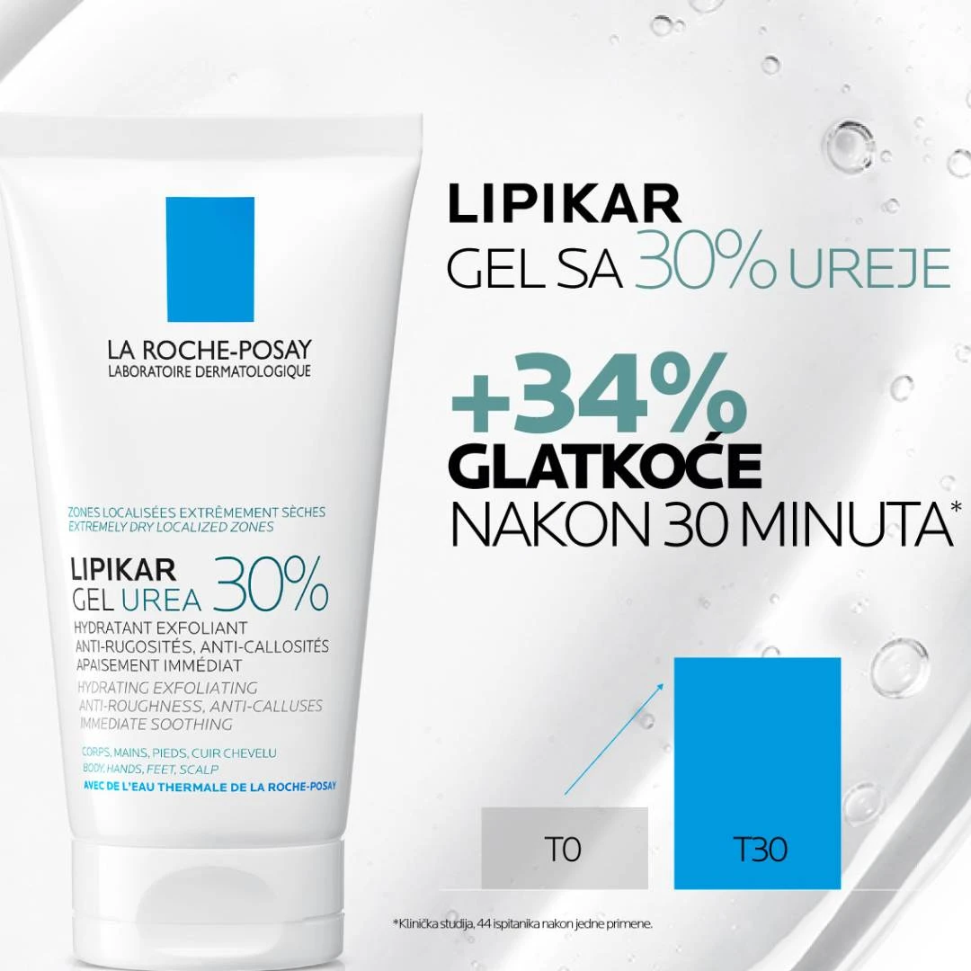 LRP LIPIKAR Gel Urea 30% 50 mL za Suvu i Grubu Kožu; Urea; Niacinamid