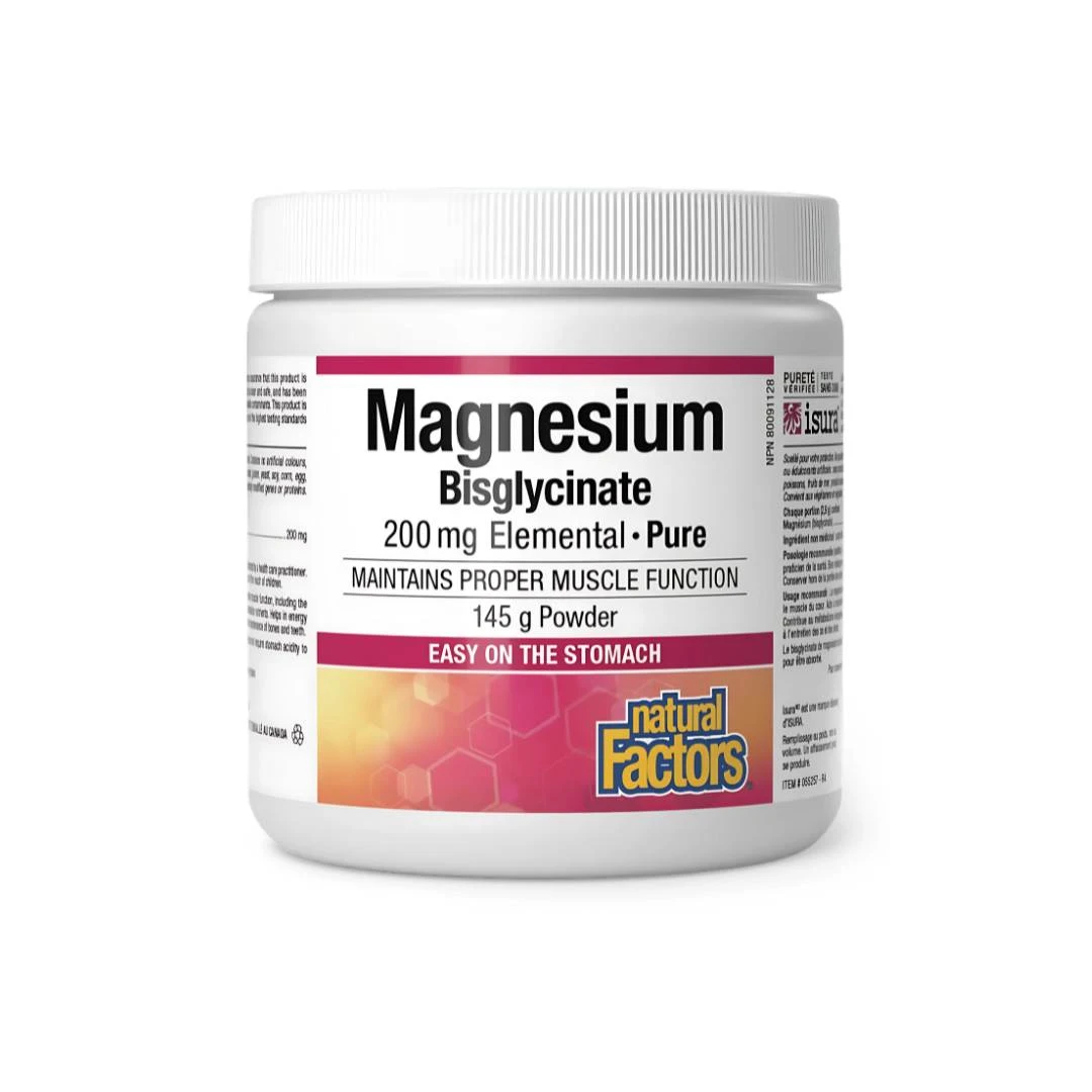 Natural Factors Magnesium Bisglycinate Pure 200 mg Magnezijum Bisglicinat Prašak 145 g