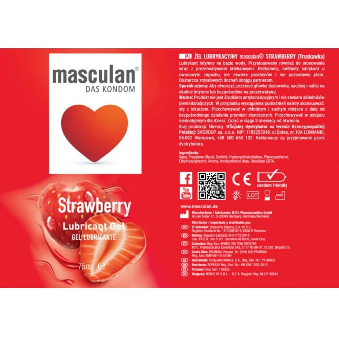 Masculan® Strawberry Lubrikant Gel sa Ukusom Jagode 75 mL