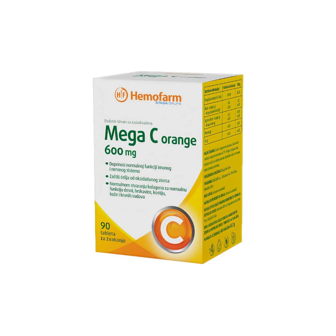 Mega C Orange 600 mg Tablete za Žvakanje 90 Komada