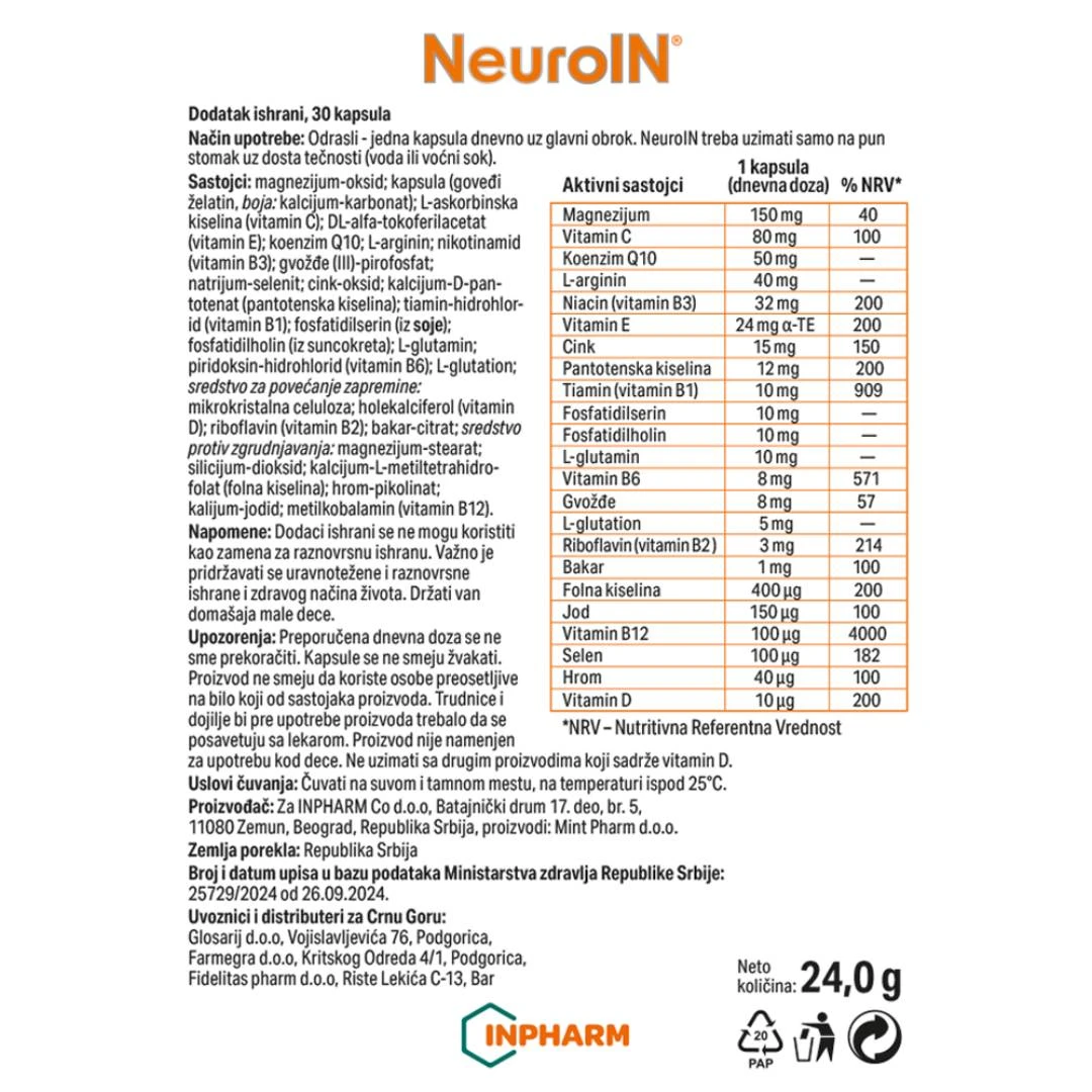 INPHARM NeuroIN 30 Kapsula