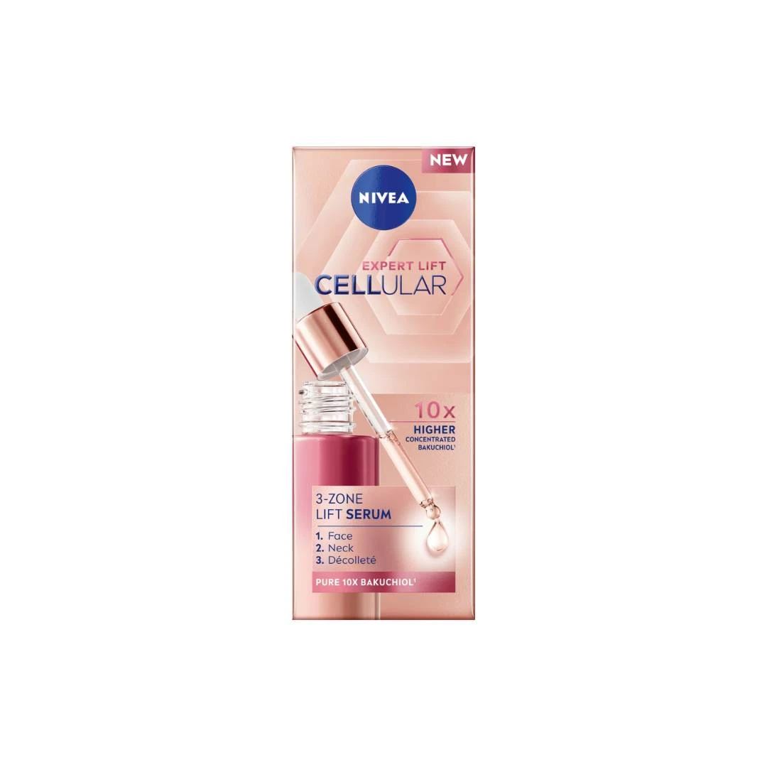 NIVEA Cellular Lift Expert 3-Zonski Serum sa Bakučiolom i Hijaluronskom Kiselinom 30 mL