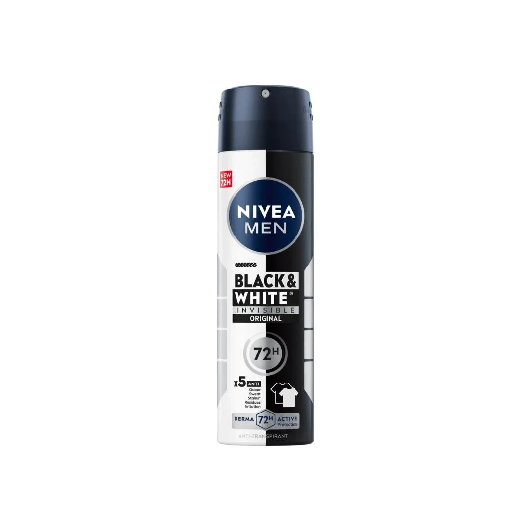 NIVEA MEN Deo Sprej Black&White INVISIBLE Antiperspirant za Muškarce  150 mL