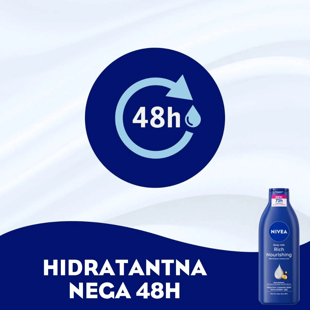 NIVEA Hranljivo Mleko za Negu Tela Rich Nourishing  za Intenzivnu Hidrataciju 250 mL