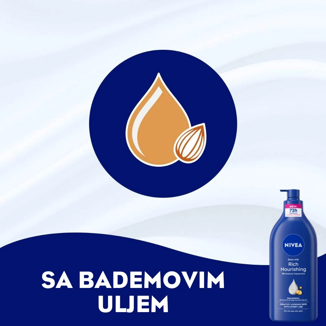 NIVEA Hranljivo Mleko za Negu Tela Rich Nourishing  za Intenzivnu Hidrataciju 625 mL